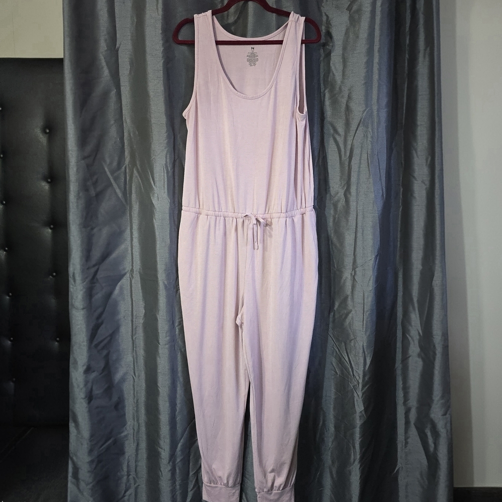 Natori Casual Sleeveless Pink Jumpsuit - Soft Drawstring Waist - Size Large